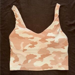 Women's Camo Print Sports Tank Top - Peach/Cream